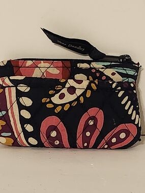 Vera Bradley Black Floral Quilted Zip Wallet